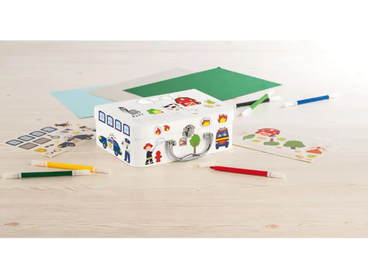 Bild 2 von crelando® Kinder Bastelkoffer mit 12 Fasermalern