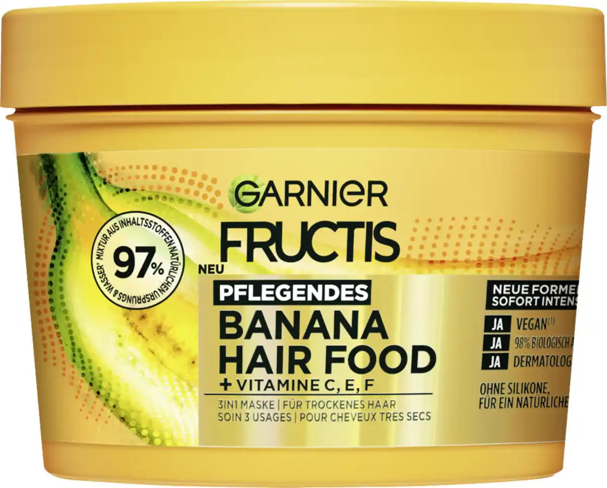 Bild 1 von Garnier Fructis Haarkur Banana Hair Food 3in1 Maske Trockenes Haar, 400 ml