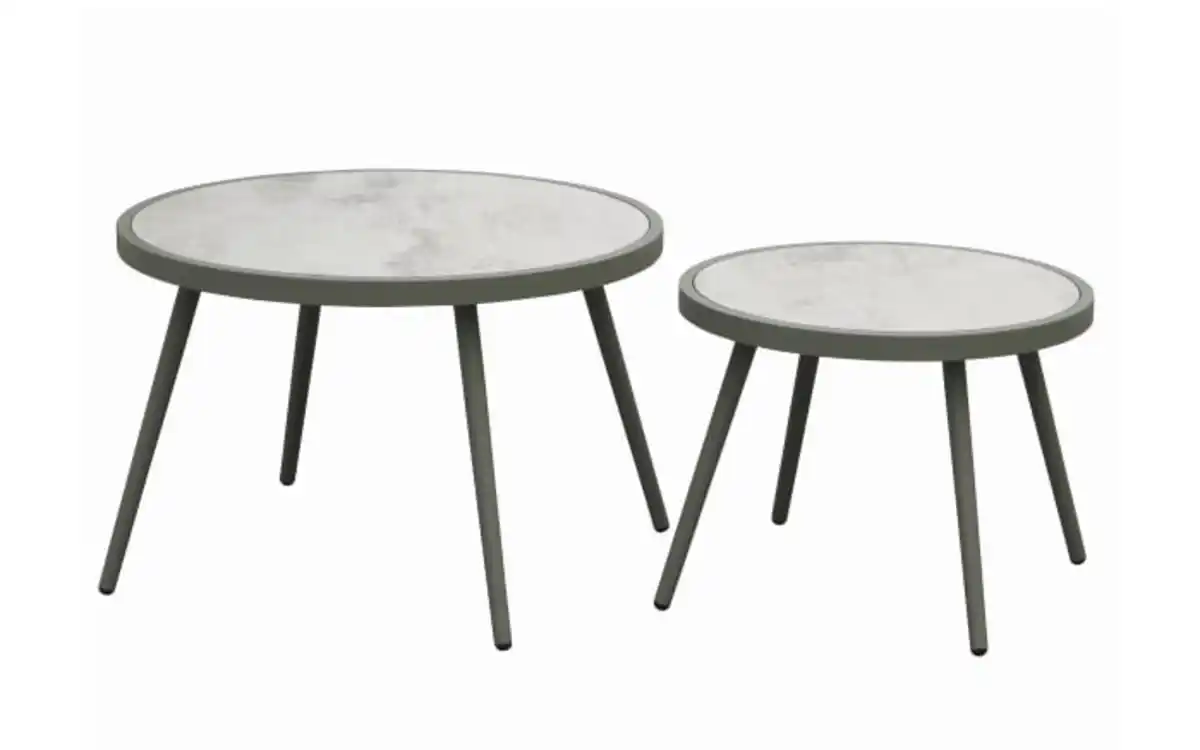 Bild 1 von Beistelltisch-Set Rieti, hellgrau/grün, 2-teilig