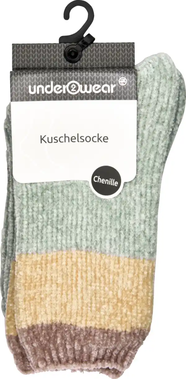 Bild 1 von under2wear Kuschelsocke Chenille mint/creme Gr. 39/42