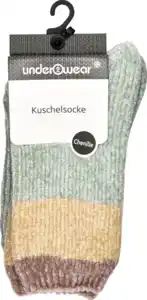 under2wear Kuschelsocke Chenille mint/creme Gr. 35/38