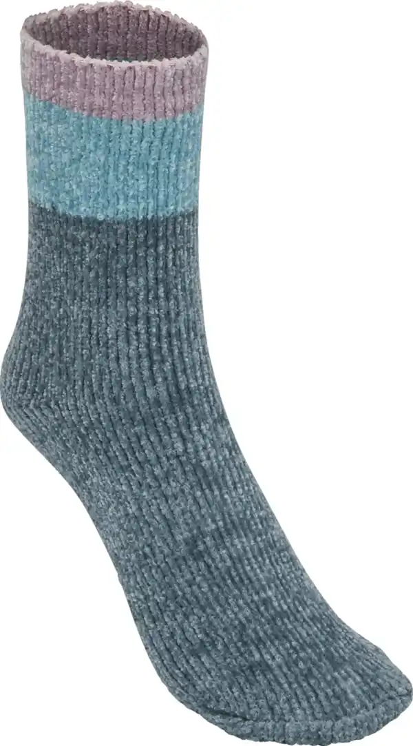 Bild 2 von under2wear Kuschelsocke Chenille, petrol/rosa, Gr. 39-42