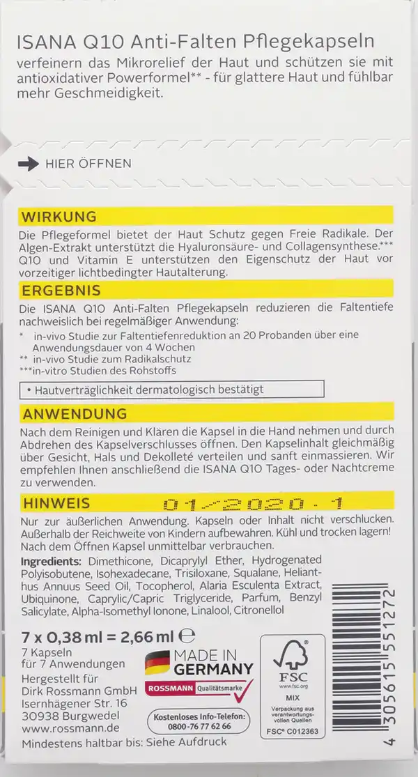 Bild 2 von ISANA Q10 Anti-Falten Pflegekapseln