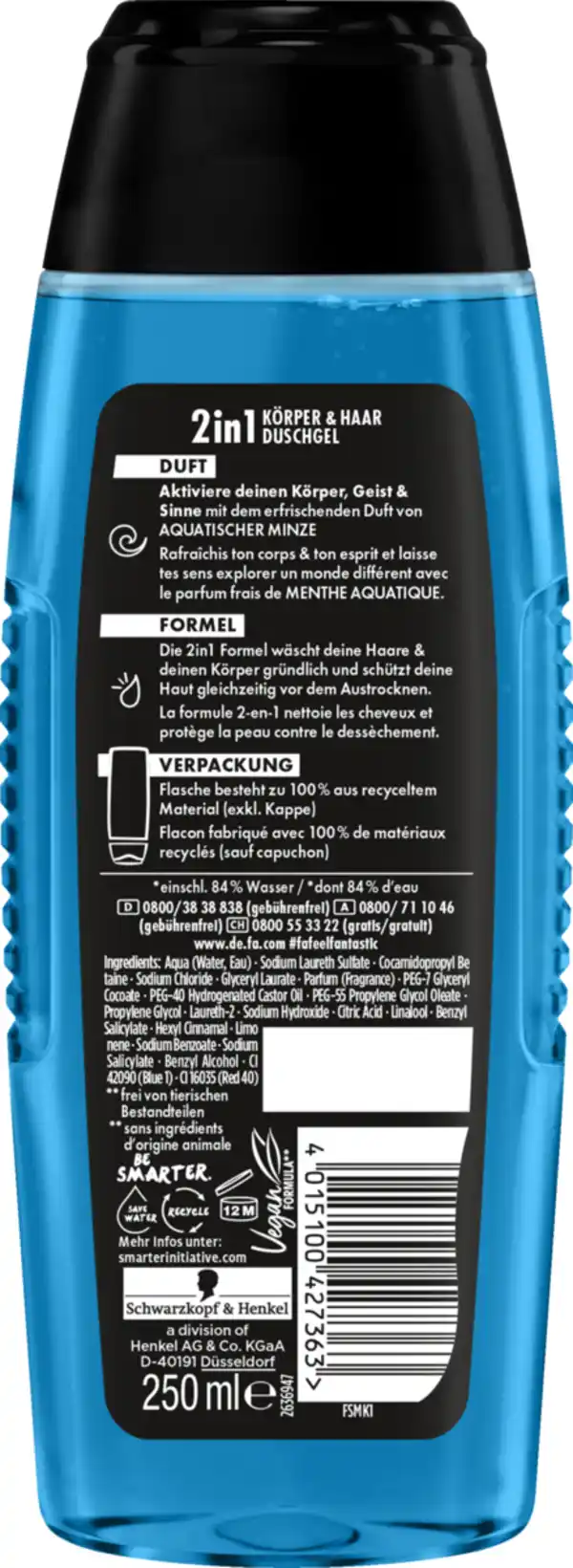 Bild 2 von Fa Men 2in1 Körper & Haar Duschgel Kick Off, 250 ml