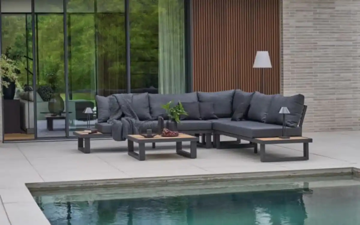 Bild 1 von Garten-Ecksofaset Rosso, Teakholz/grau