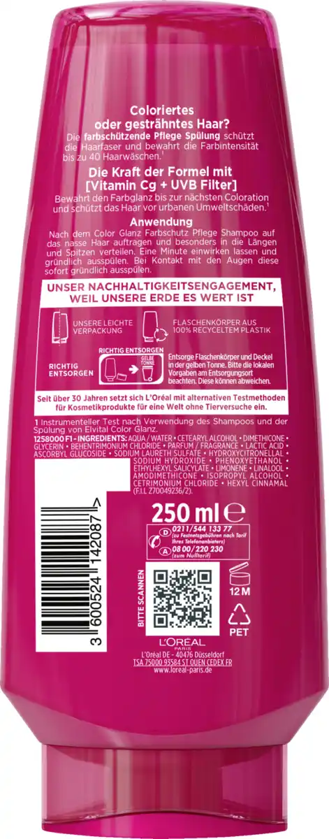 Bild 2 von L’Oréal Paris Elvital Color Glanz Farbschutz Pflege Spülung, 250 ml