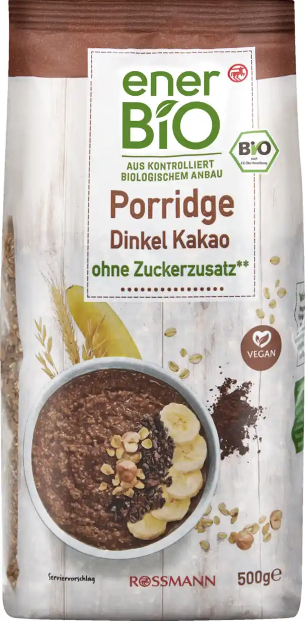 Bild 1 von enerBiO Porridge Dinkel Kakao, 500 g