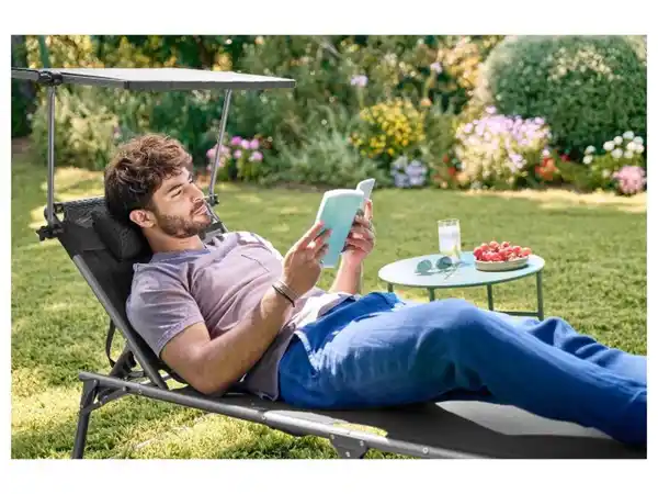 Bild 3 von LIVARNO home Alu-Dreibeinliege »Houston«, mit Sonnendach, grau