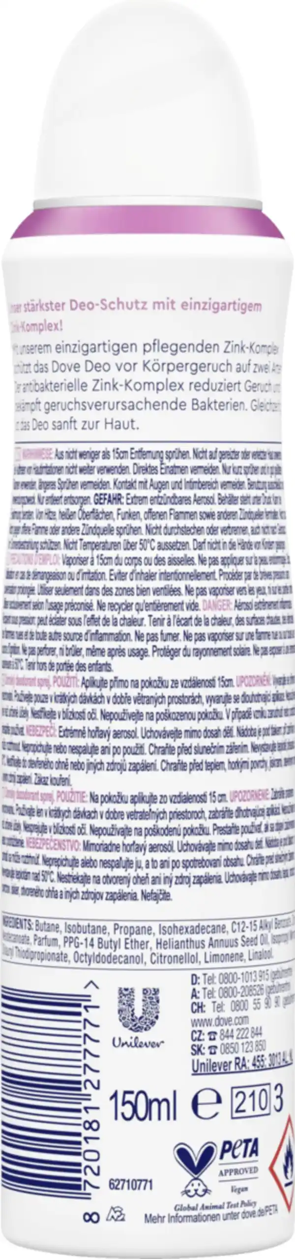 Bild 2 von Dove Deospray mit Zink-Komplex & Rosenduft, 150 ml