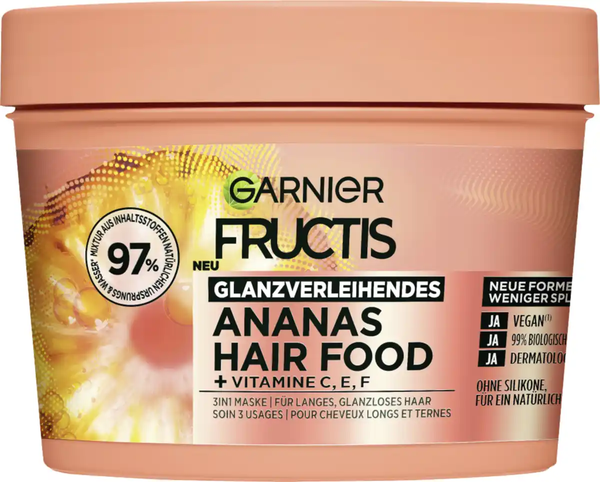 Bild 1 von Garnier Fructis Haarkur Ananas Hair Food 3in1 Maske Glanzloses Haar, 400 ml