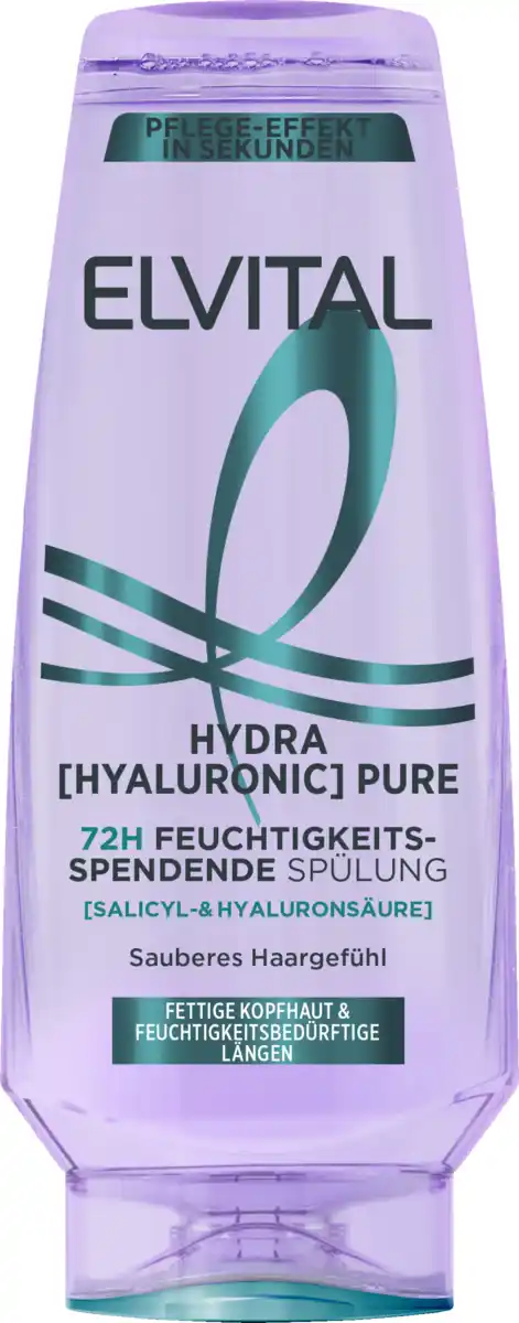 Bild 1 von L’Oréal Paris Elvital Hydra Hyaluronic Pure 72H Feuchtigkeitsspendende Spülung, 250 ml