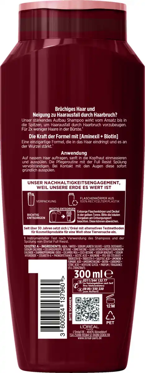 Bild 2 von L’Oréal Paris Elvital Full Resist Stärkendes Aufbau Shampoo, 300 ml