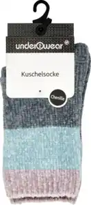 under2wear Kuschelsocke Chenille, petrol/rosa, Gr. 35-38