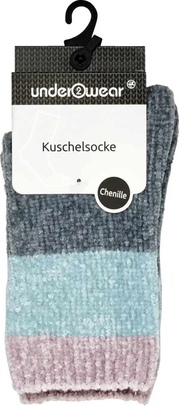 Bild 1 von under2wear Kuschelsocke Chenille, petrol/rosa, Gr. 35-38