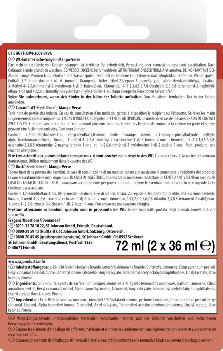 Bild 2 von WC-Ente Frische-Siegel Nachfüller Mango Verse, 72 ml