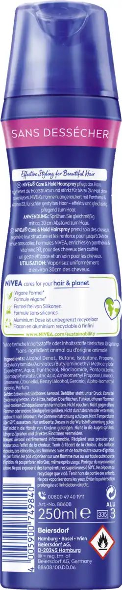 Bild 2 von NIVEA Pflege & Halt Haarspray regenerierend, 250 ml