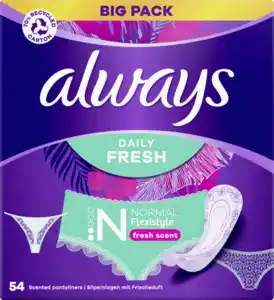 Always Daily Fresh Slipeinlagen Flexistyle Normal mit Frischeduft Big Pack