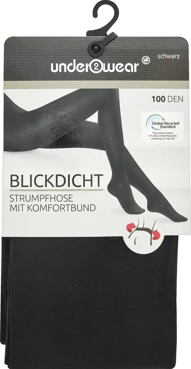 Bild 1 von under2wear Strumpfhose ultrablickdicht 100den GRS schwarz Gr. M (40/42)