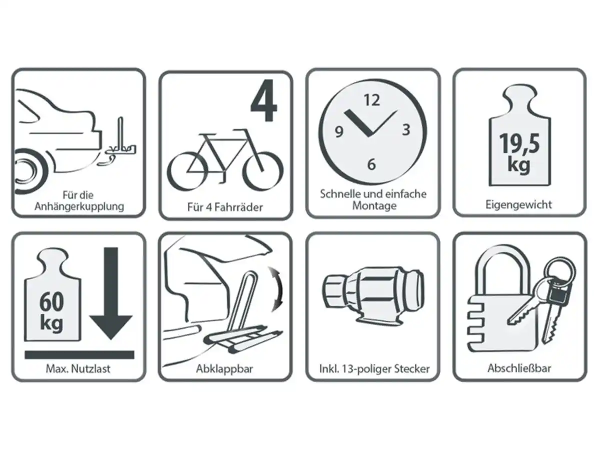 Bild 2 von EUFAB Fahrradträger »Amber IV«, für 4 Räder, abschließbar