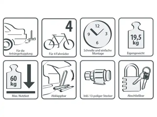 Bild 2 von EUFAB Fahrradträger »Amber IV«, für 4 Räder, abschließbar