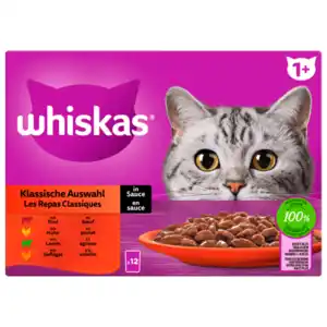 Whiskas Portionsbeutel Multipack 1+ Klassische Auswahl in Sauce 12x85g