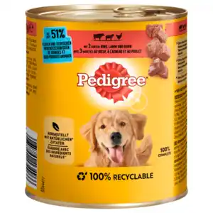 Pedigree Dose 3 Sorten Fleisch Classic Rind, Lamm und Huhn 800g