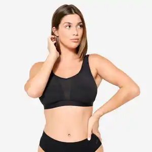 DECATHLON Sport-BH Bustier Damen kreuzbare Träger starker Halt - schwarz