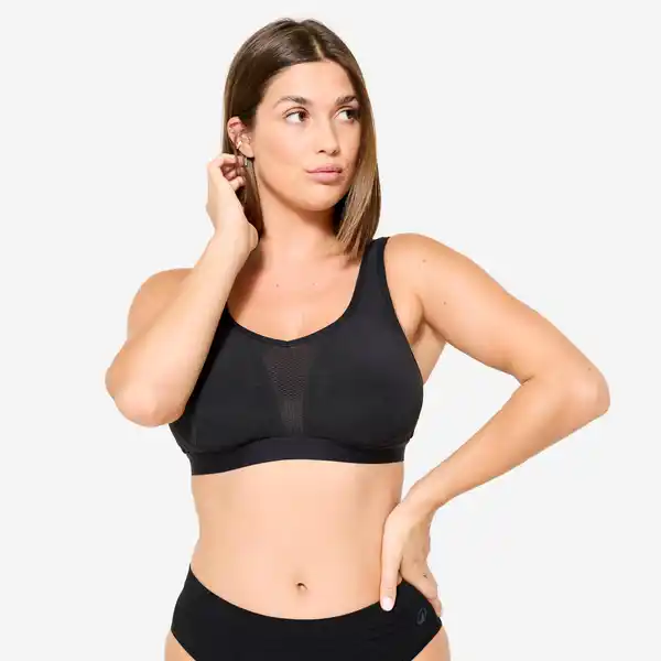 Bild 1 von DECATHLON Sport-BH Bustier Damen kreuzbare Träger starker Halt - schwarz