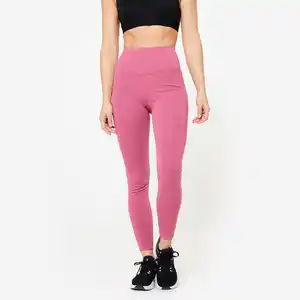 DOMYOS Leggings Damen hohe Taille figurformend - rosa