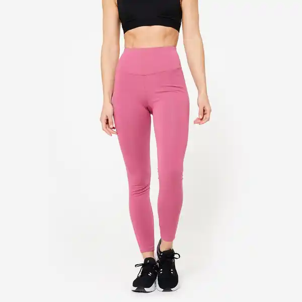 Bild 1 von DOMYOS Leggings Damen hohe Taille figurformend - rosa