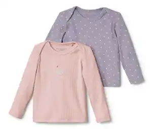 2 Baby-Langarmshirts mit Rippstruktur, rosa und lila