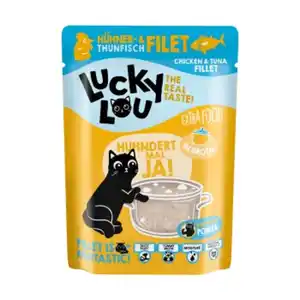Lucky Lou Nassfutter Katze Extra Food Adult in Brühe Thunfisch & Huhn 12x70 g