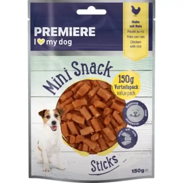 Bild 1 von PREMIERE Mini Snack Sticks Huhn mit Reis 150 g