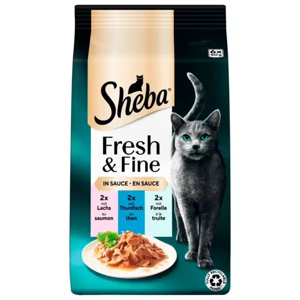 Bild 1 von Sheba Fresh & Fine in Sauce Lachs, Thunfisch & Forelle 6x50g