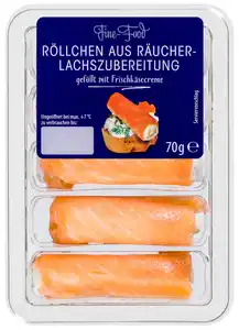 FINE-FOOD Lachs- oder Schinkenröllchen mit Frischkäsecreme, 70-g-Packg.