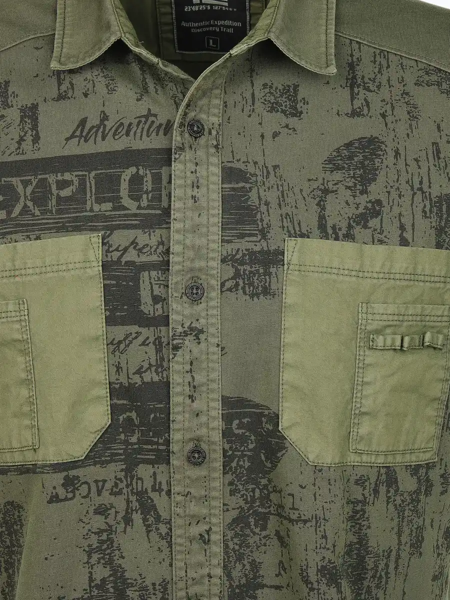 Bild 3 von Herren Jerseyhemd mit Alloverprint Oliv