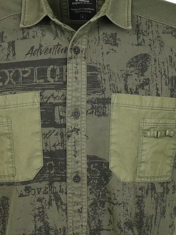 Bild 3 von Herren Jerseyhemd mit Alloverprint Oliv