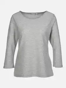 Damen Struktur Shirt mit 3/4 Arm Grau