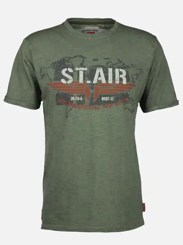 Bild 1 von Herren T-Shirt mit Print in Used Optik Oliv