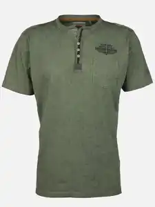 Herren Henleyshirt im Used Look Oliv