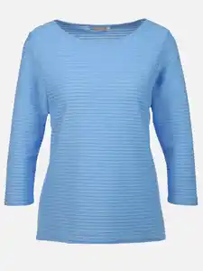 Damen Strukturshirt mit 3/4 Arm Blau