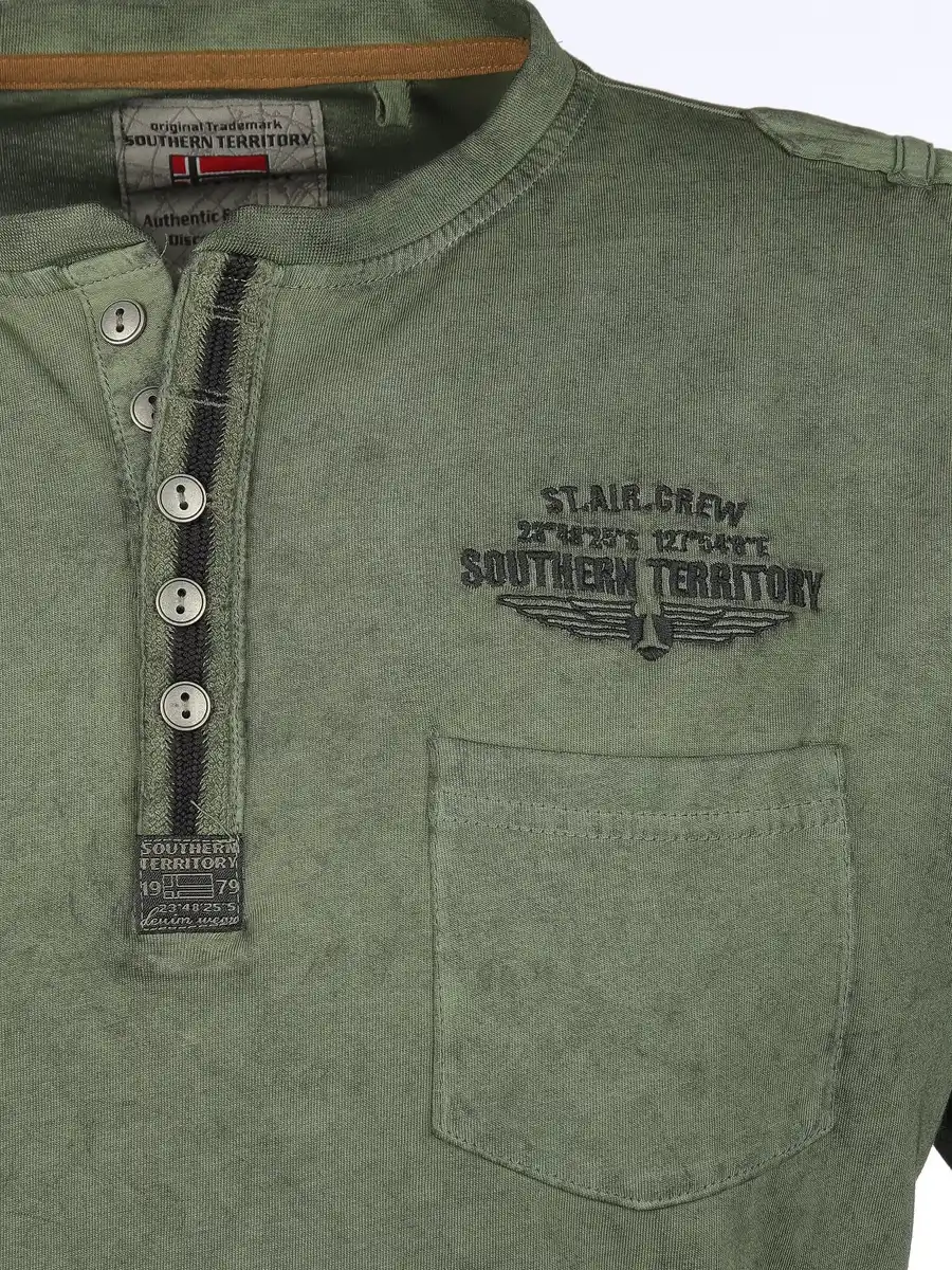 Bild 3 von Herren Henleyshirt im Used Look Oliv