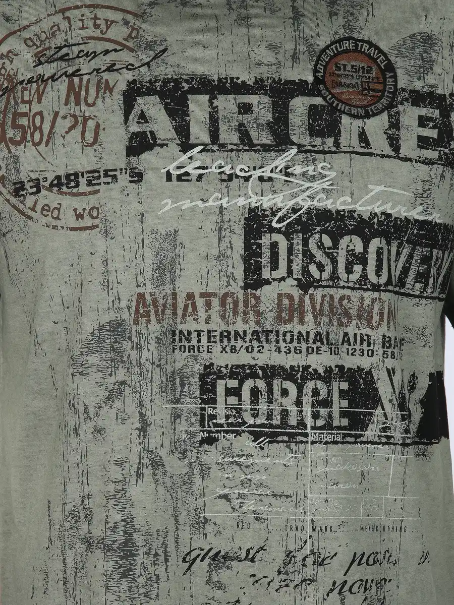 Bild 3 von Herren T-Shirt mit großem Frontprint Oliv