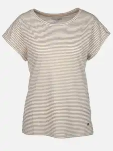 Damen T-Shirt mit Streifen Beige