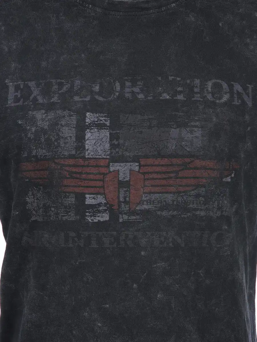 Bild 3 von Herren T-Shirt mit Print in Used Optik Schwarz