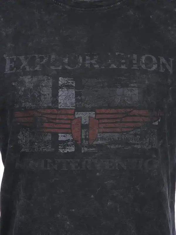 Bild 3 von Herren T-Shirt mit Print in Used Optik Schwarz