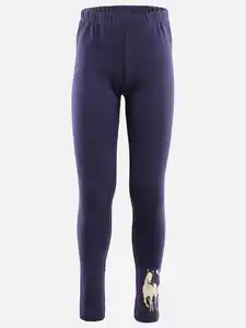 Mädchen Leggings mit Pferdeprint Blau