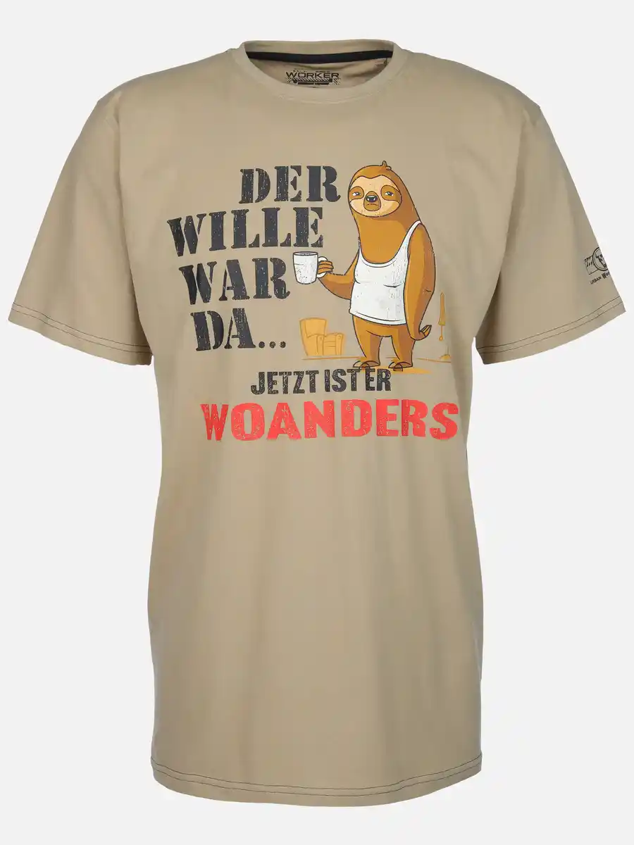 Bild 1 von Herren Shirt mit Spruch Beige