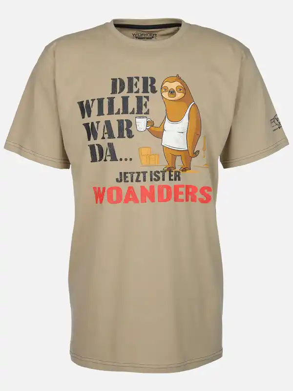 Bild 1 von Herren Shirt mit Spruch Beige