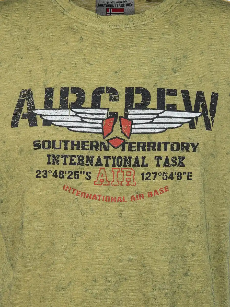 Bild 3 von Herren T-Shirt mit Print in Used Optik Gelb